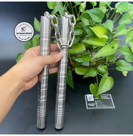 Côn nhị khúc Inox Ống Tre Loại Lớn, Nặng 630gram - Bộ