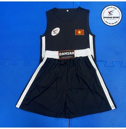 Quần Áo Boxing Damian, Vải Thun, Màu Đen - Bộ