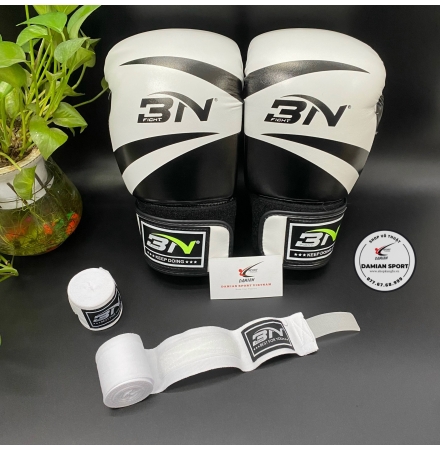 Combo Găng Tay Boxing BN Classic ( Trắng) + Băng Quấn Tay BN 3m ( cặp )