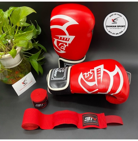 Combo Găng Tay Boxing Pretorian Classic ( Đỏ ) + Băng Quấn Tay BN 3m ( cặp )