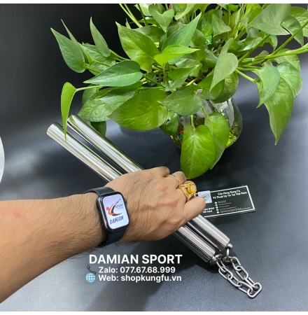 Côn Nhị Khúc Inox Biểu Diễn, Đầu Trục Xoay Linh Hoạt - Bộ