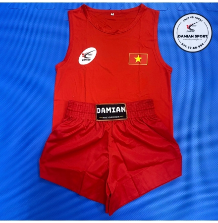 Quần Áo Thi Đấu Võ Cổ Truyền Damian Cao Cấp, Đỏ - Bộ
