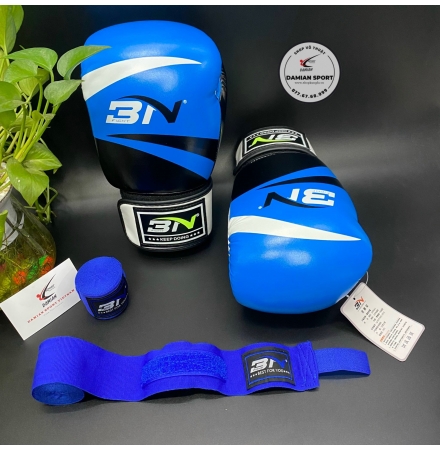 Combo Găng Tay Boxing BN Classic ( Xanh) + Băng Quấn Tay BN 3m ( cặp )