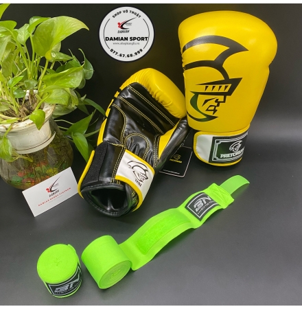 Combo Găng Tay Boxing Pretorian Classic ( Vàng ) + Băng Quấn Tay BN 5m ( cặp )