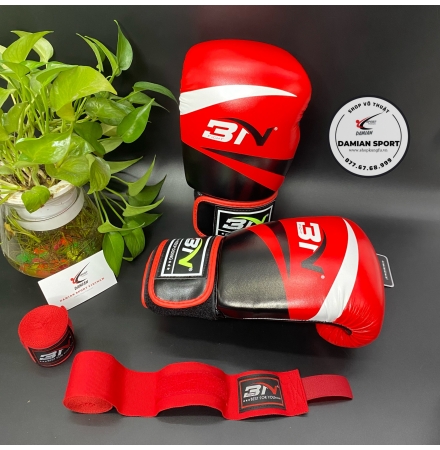 Combo Găng Tay Boxing BN Classic ( Đỏ ) + Băng Quấn Tay BN 5m ( cặp )