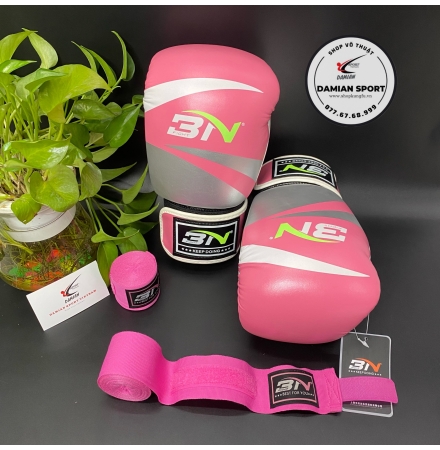 Combo Găng Tay Boxing BN Classic ( Hồng ) + Băng Quấn Tay BN 5m ( cặp )