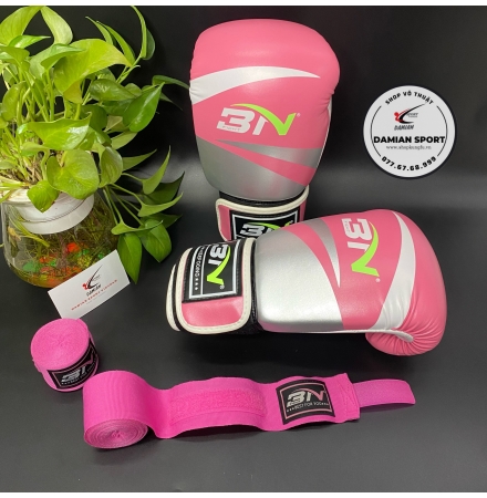 Combo Găng Tay Boxing BN Classic ( Hồng ) + Băng Quấn Tay BN 3m ( cặp )