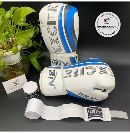 Combo Găng Tay Boxing BN Excite ( Trắng ) + Băng Quấn Tay BN 5m ( cặp )